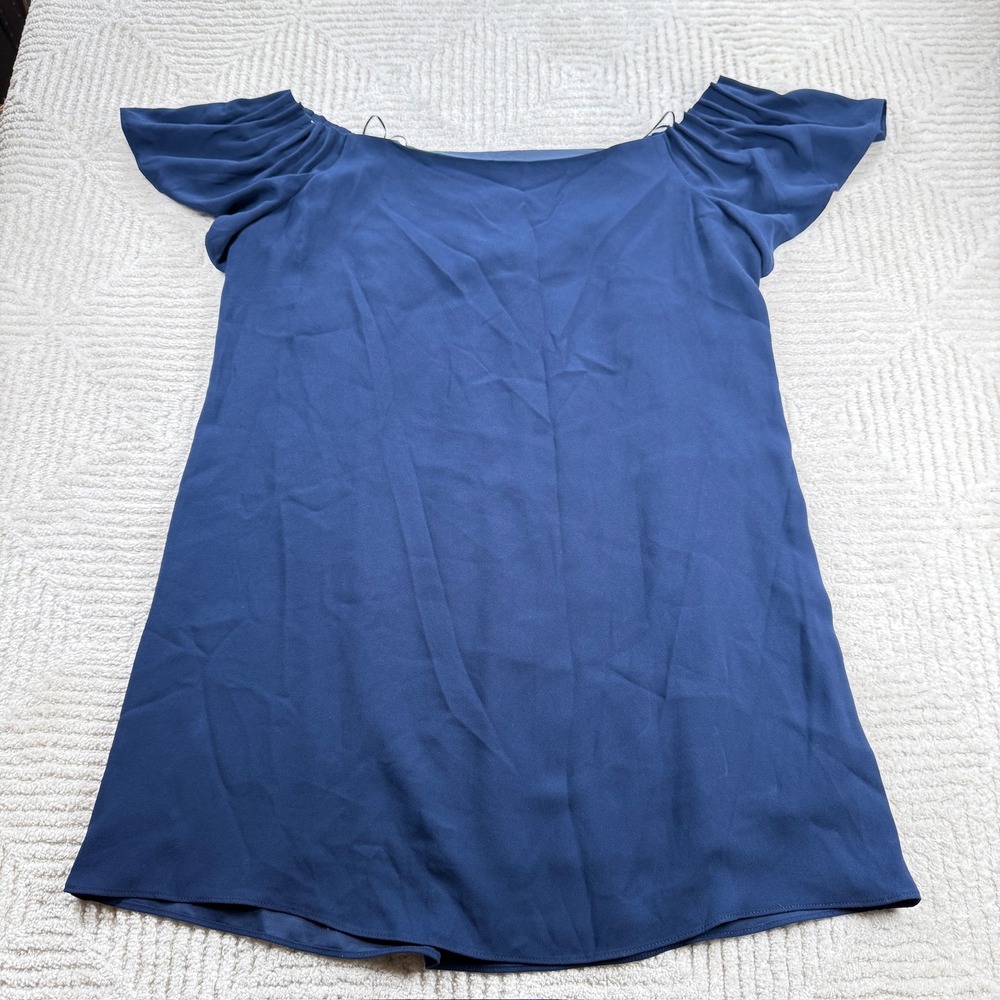 Trina Turk Blouse Women's XXL Navy Blue Flutter Sleeve Minimalist Preppy Office